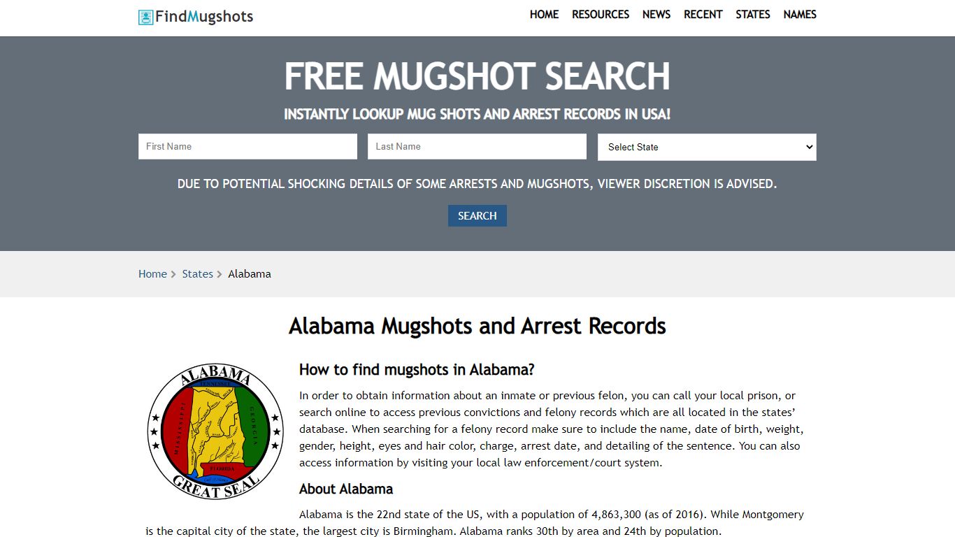 Find Alabama Mugshots - Find Mugshots